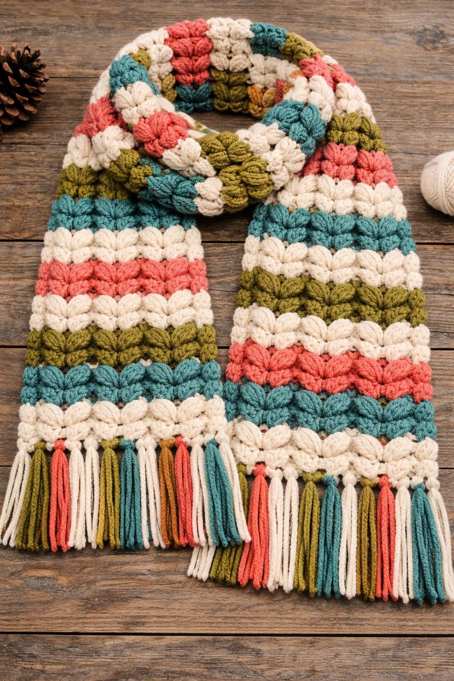 Butterfly Puff Stitch Scarf Crochet Pattern | Textured Winter Scarf ...