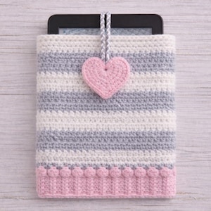 Patrón de crochet para funda Kindle con forma de corazón / PDF para principiantes / Compatible con Paperwhite, Basic y Oasis / Instrucciones para varios tamaños