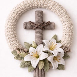 Glaube Kranz Häkelanleitung | Kreuz & Lilien, anfängerfreundlich (PDF Nähanleitung)