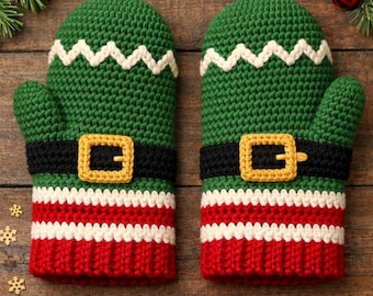 Elf Fäustlinge Häkelanleitung PDF | Festliche Weihnachts Handschuhe