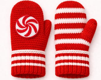 Peppermint Mittens Crochet Pattern | Candy Cane Mittens