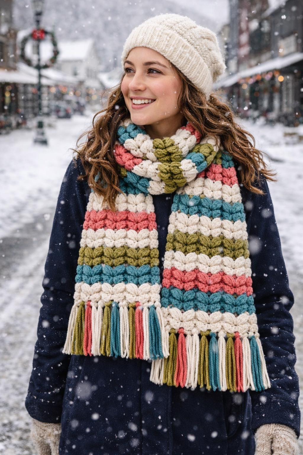 Butterfly Puff Stitch Scarf Crochet Pattern | Textured Winter Scarf ...
