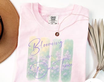 Blooming in Due Time Psalm 1:3 T-Shirt, Christian Floral Faith Tee, Religious Paint Brush Graphic top, Gift for Believer, Comfort Color 1717