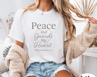 Peace That Guards My Heart Shirt, Philippians 4:7 T Shirt, Christian Scripture Tee, Faith Based Graphic Shirt, Religious Gift