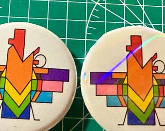 Ahura Mazda Pin: Rainbow colors Geometric Zoroastrian Symbol