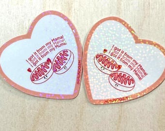 Mighty Mama Mitochondria-laptop sticker and button pin