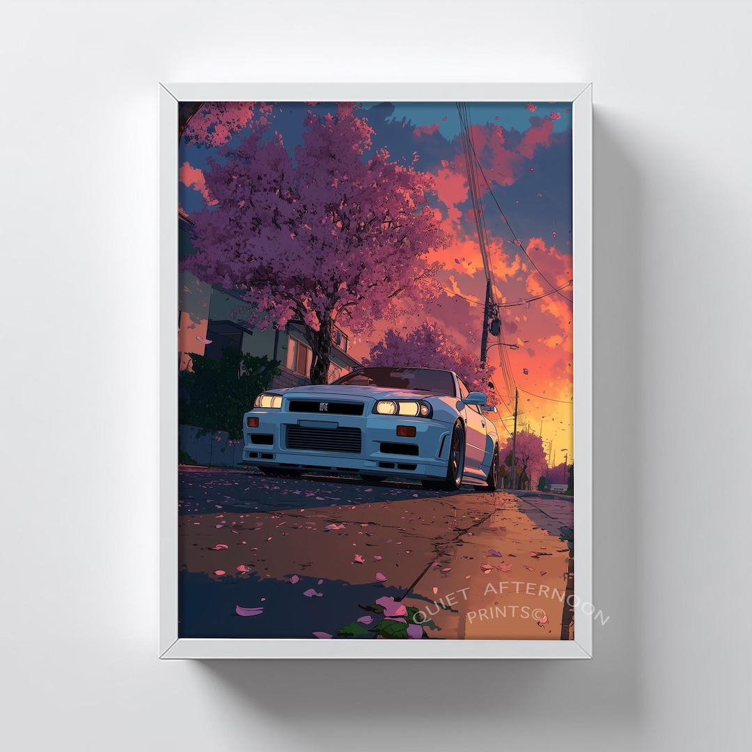 スカイラインGTR R34 part１「R34と富士山」水彩画 スカイラインGTR R34 part1「R34と富士山」水彩画 スカイラインGTR