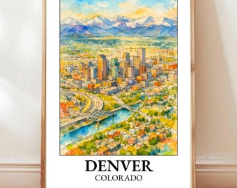 Denver Colorado Aquarell Poster | Minimal Art