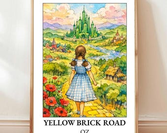 Der Zauberer von Oz Poster – Dorothy, Yellow Brick Road Aquarell Kunst