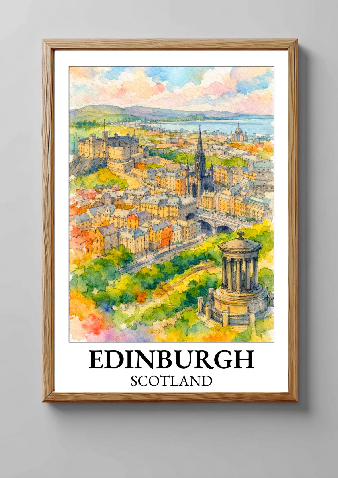 Edinburgh Scotland Poster | Watercolor Travel Art Print - Etsy