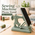 Sewing Machine Phone Stand with Charging Access, Craft Room Decor, Sewing Gift product logo
