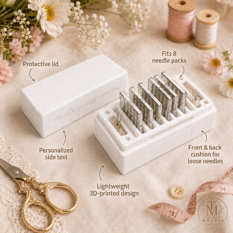 Personalized Sewing Needle Box| Sewing Machine Needle Organizer ...