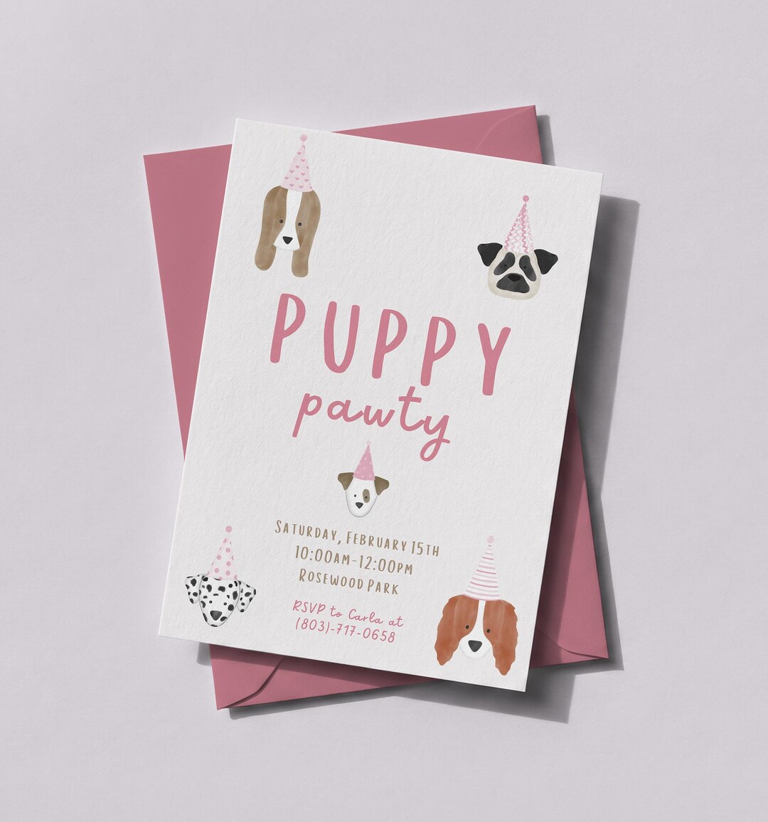 Puppy Pawty Invitation | Dog Birthday Invite | Editable Canva Template ...