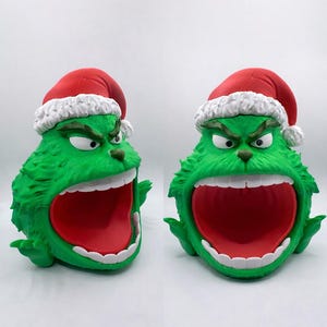 Green Christmas Monster Candy Bowl – Funny Holiday Decor – Christmas Treat Holder image 3