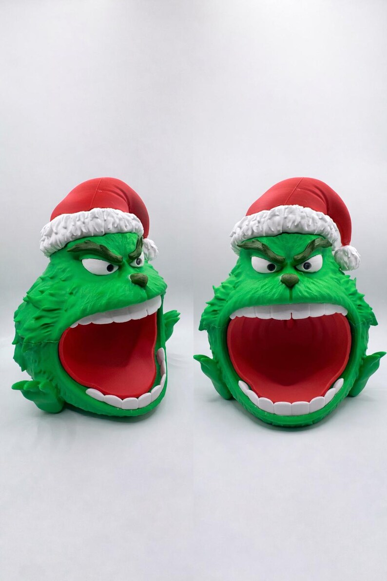 Green Christmas Monster Candy Bowl – Funny Holiday Decor – Christmas Treat Holder image 3