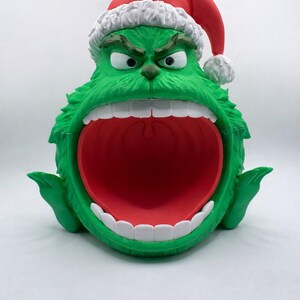 Green Christmas Monster Candy Bowl – Funny Holiday Decor – Christmas Treat Holder image 4