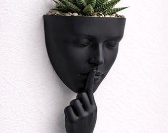 Modern Face Wall Planter – Sculptural Wall Vase – Minimalist Home Decor