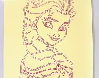 Feuilles d'autocollants A4 série La Reine des neiges Elsa, art du sable, papier artisanal princesse 6 feuilles