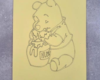 Winnie l'ourson – (6) feuilles d'art A4 sable faites main |
