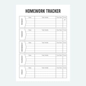 Kids Homework Tracker – Printable Student Planner (Daily Task)