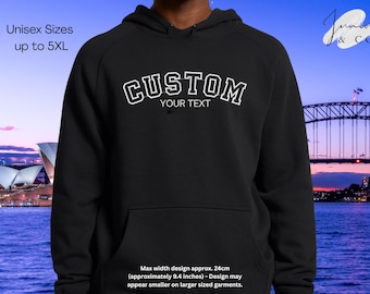 Custom Embroidered Varsity Hoodie, Personalised College Style, High School University Style