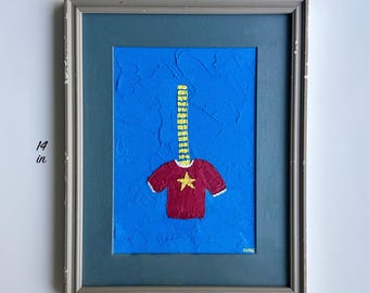 CAMISA — Pintura original con figura texturizada (enmarcada)