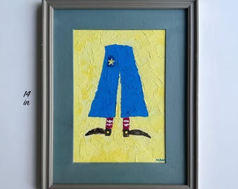 PANTALONES — Pintura original con figura texturizada (enmarcada)