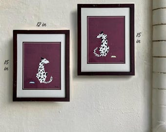 Dúo dálmata: pareja original enmarcada en acrílico (texturizada, 30,5 x 38,1 cm cada una)