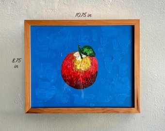 Cítricos naranjas sobre azul – Acrílico texturizado original, enmarcado