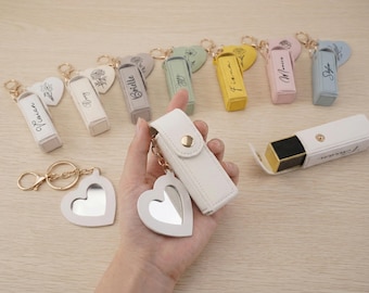 Gepersonaliseerde lippenbalsemtas, lippenstifttas met sleutelhanger, paas- of verjaardagscadeau voor dochter of zus, gepersonaliseerd cosmetica-cadeau voor haar