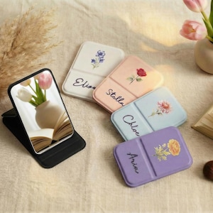 Personalized Travel Mirror, Folding Makeup Mirror, Portable Compact Pocket Mirror, Customized Gift for Her，Easter gift