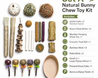 Rabbit Enrichment Box | Assorted Healthy Chews, Treats, bunny teeth care toy, boredom toys