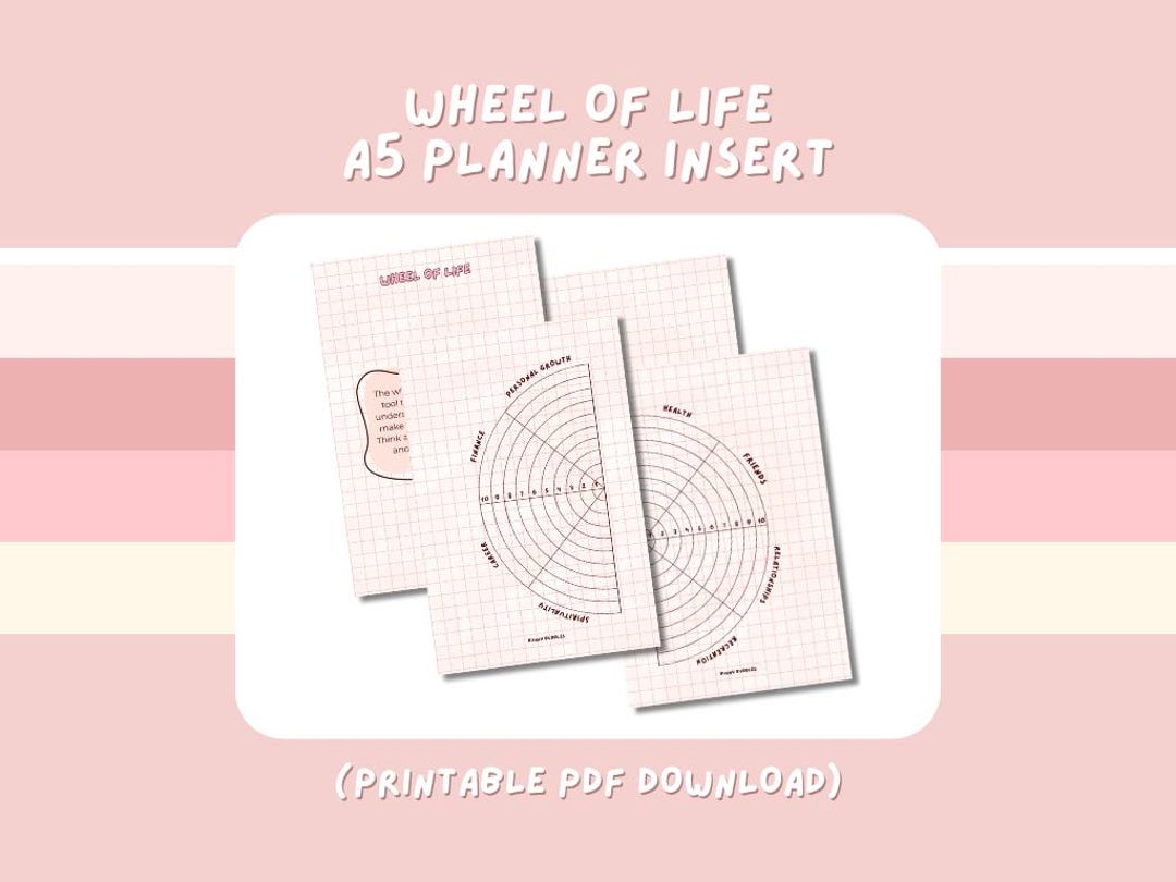 Wheel of Life Printable Planner Inserts | A5 | Self-reflection & Life ...