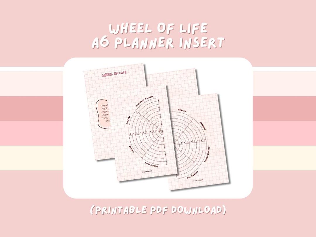 Wheel of Life Printable Planner Inserts | A6 | Self-reflection & Life ...