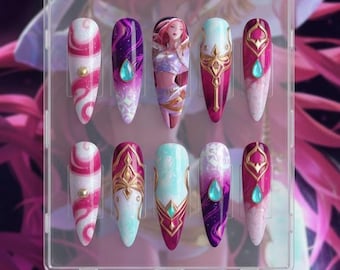 Magical Warrior Press On Nails | Anime Stiletto, Crystal Gem