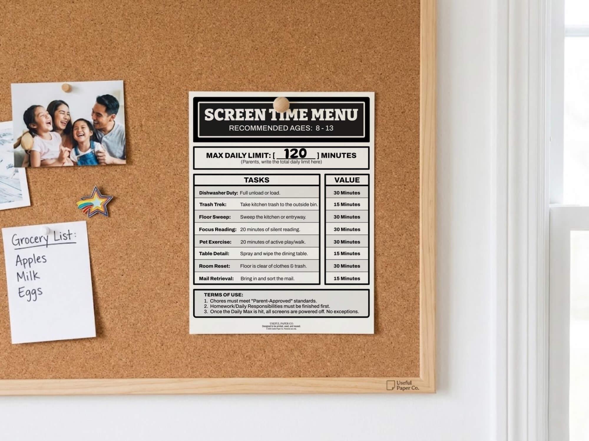 Minimalist Screen Time Menu | Screen Time Rules & Contract | Screen ...