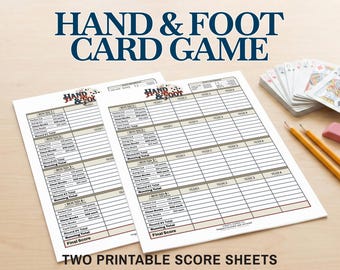 Hand & Foot Score Sheet Printable | Hand and Foot Scorecard PDF / JPG | 2 and 4 Team Versions | US Letter / A4 | Instant Download