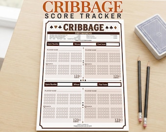 Cribbage Score Tracker Printable | Cribbage Scoresheet PDF | 2 Games Per Sheet | US Letter & A4 | Instant Download