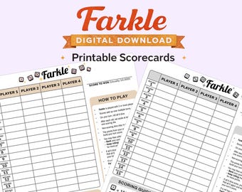 Printable Farkle Score Cards | Clean and Easy-to-Use Farkle Score Sheets | Digital Download | Black & White Friendly
