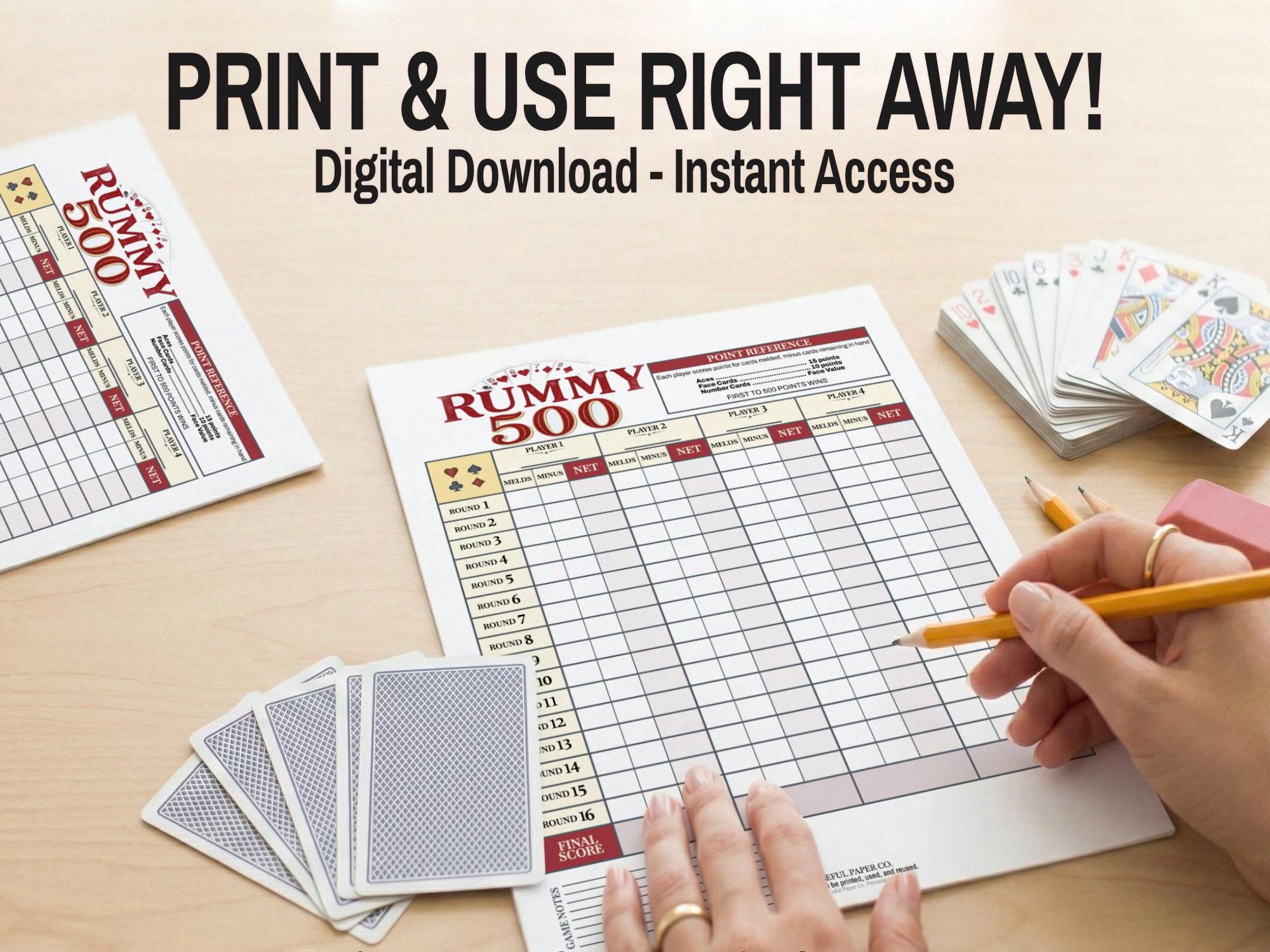 Progressive Rummy Score Sheet.pdf Rummy & Rummy 500 Score Sheets Printable | Rummy Scorecard PDF / JPG ...