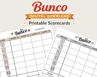 Karty wyników Bunco do druku | Czytelne i łatwe w użyciu karty wyników Bunco | Pobieranie cyfrowe | Przyjazne dla użytkowników w czerni i bieli
