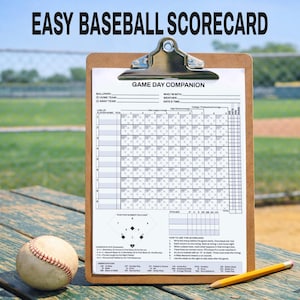 Simple Printable Baseball Scorecard, Easy to Use Scorebook for Kids & Parents - Softball Game Tracker - Learn to Keep Score Instant Download