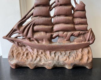 Vintage Cast Iron Sailing Ship Doorstop