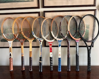 Vintage Wood Tennis Racquets, Davis, Spalding, Donnay, Oliver, Penn, Sportlite, Racquet Club Decor