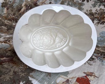 Antique Copeland Ironstone Pudding Mold: Rose & Thistle Design
