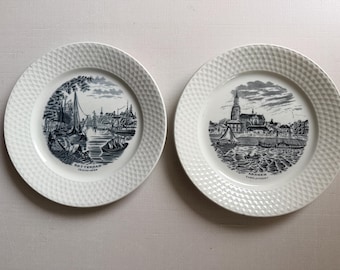 Antique Petrus Regout, Maastricht Nautical Transferware Plates, Black and White