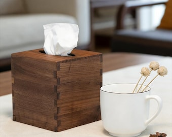 Walnut Wood Tissue Box Holder, Home Decor Gift