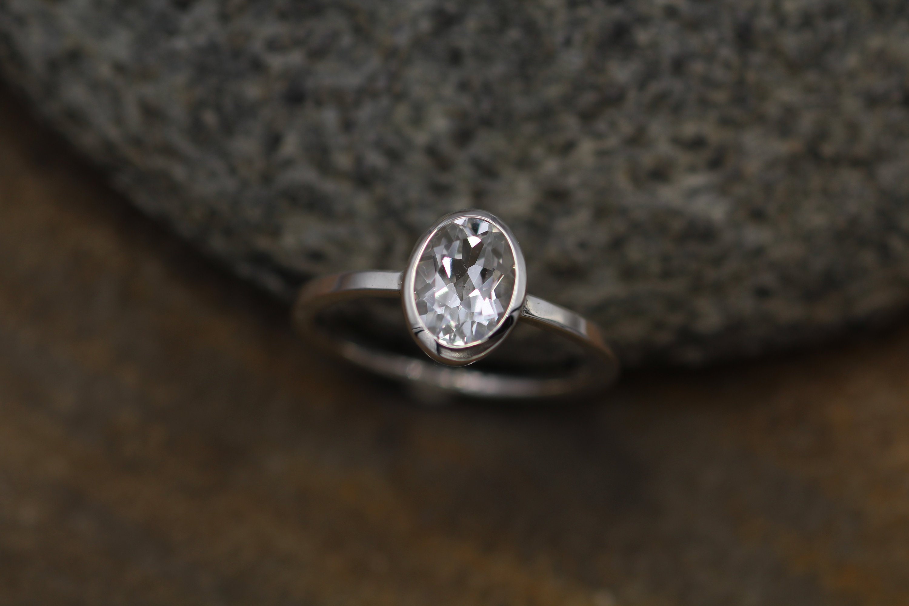 White Topaz Ring Hand Made in Argentium Sterling Silver, Alternative