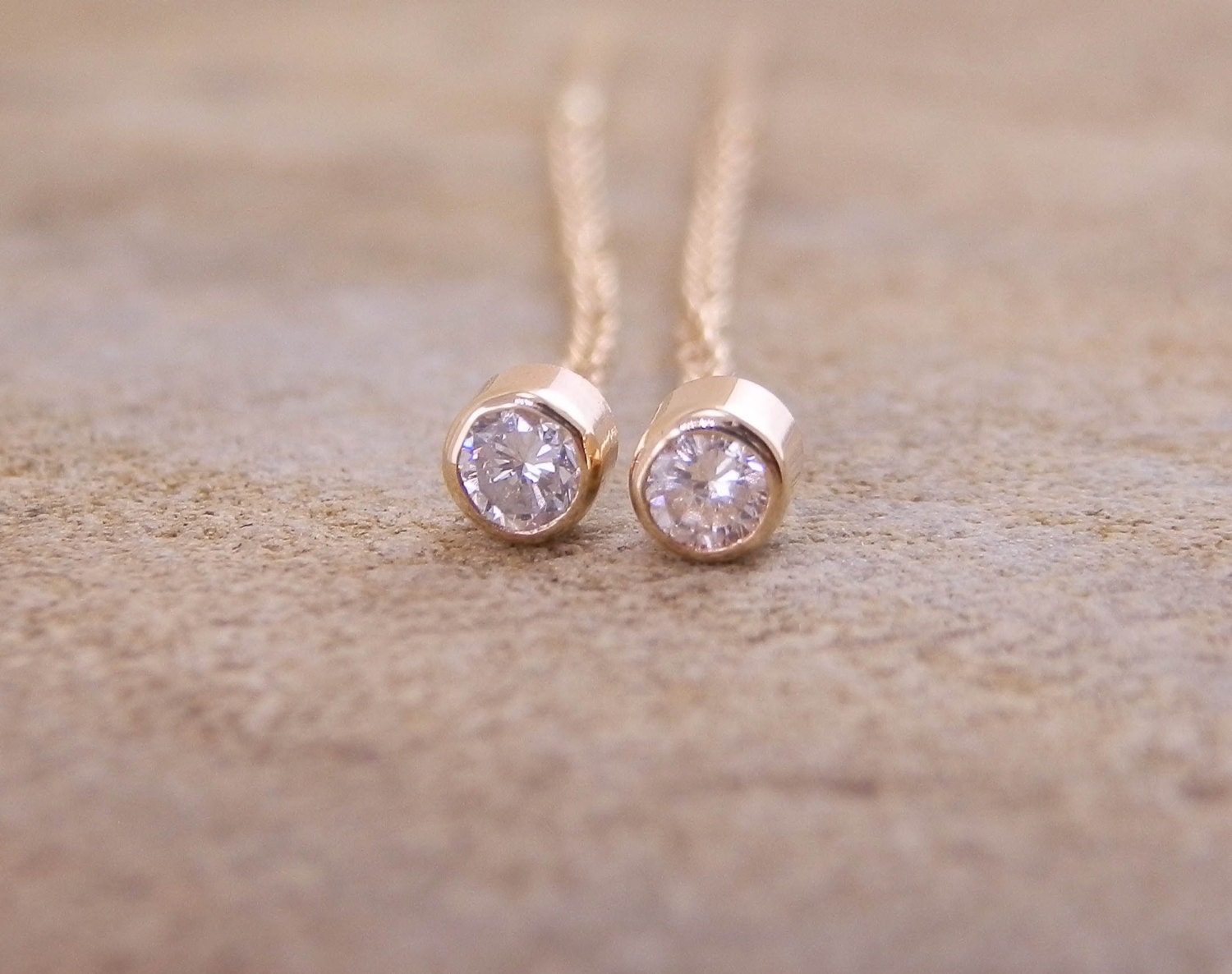 Diamond Threader Earrings Diamond Stud Earrings Gold Etsy