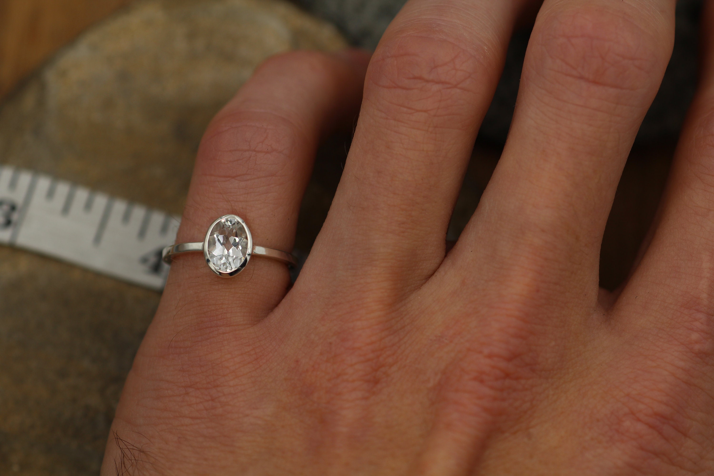 White Topaz Ring Hand Made in Argentium Sterling Silver, Alternative
